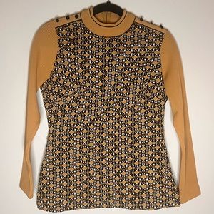 vintage gold ribbed geometric print sweater size medium